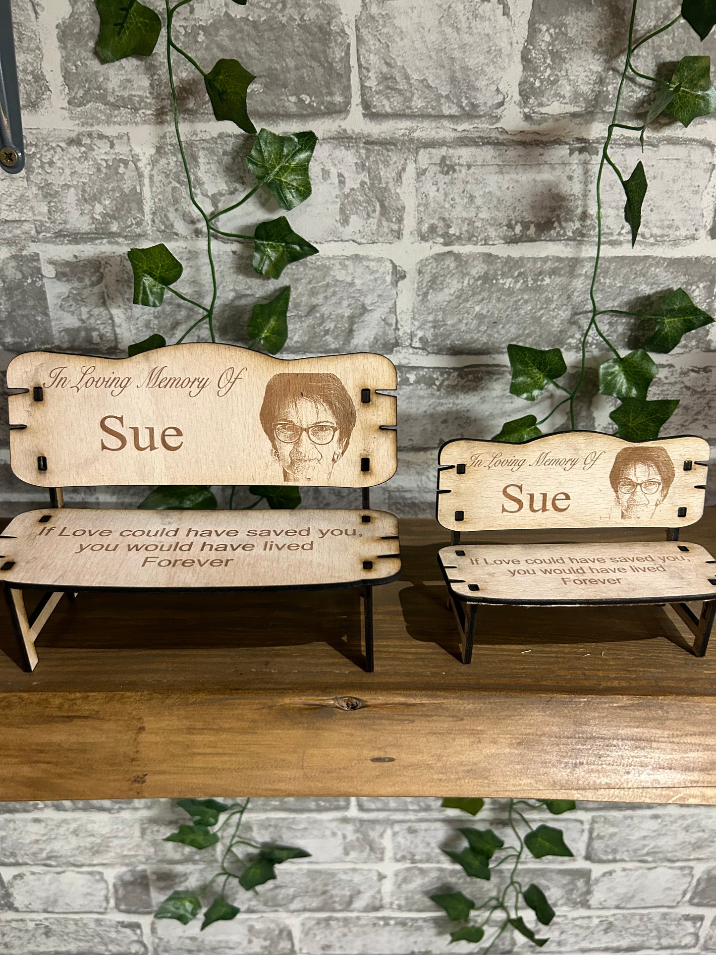 Personalised Wood Memorial Bench Engraved Photo