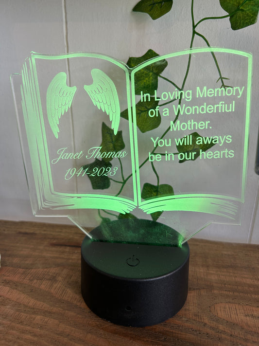 Personalised Memorial Night Light Book